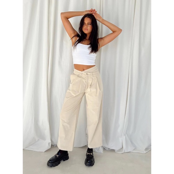 Lioness • la mesa trouser pant beige sz M - Picture 2 of 11